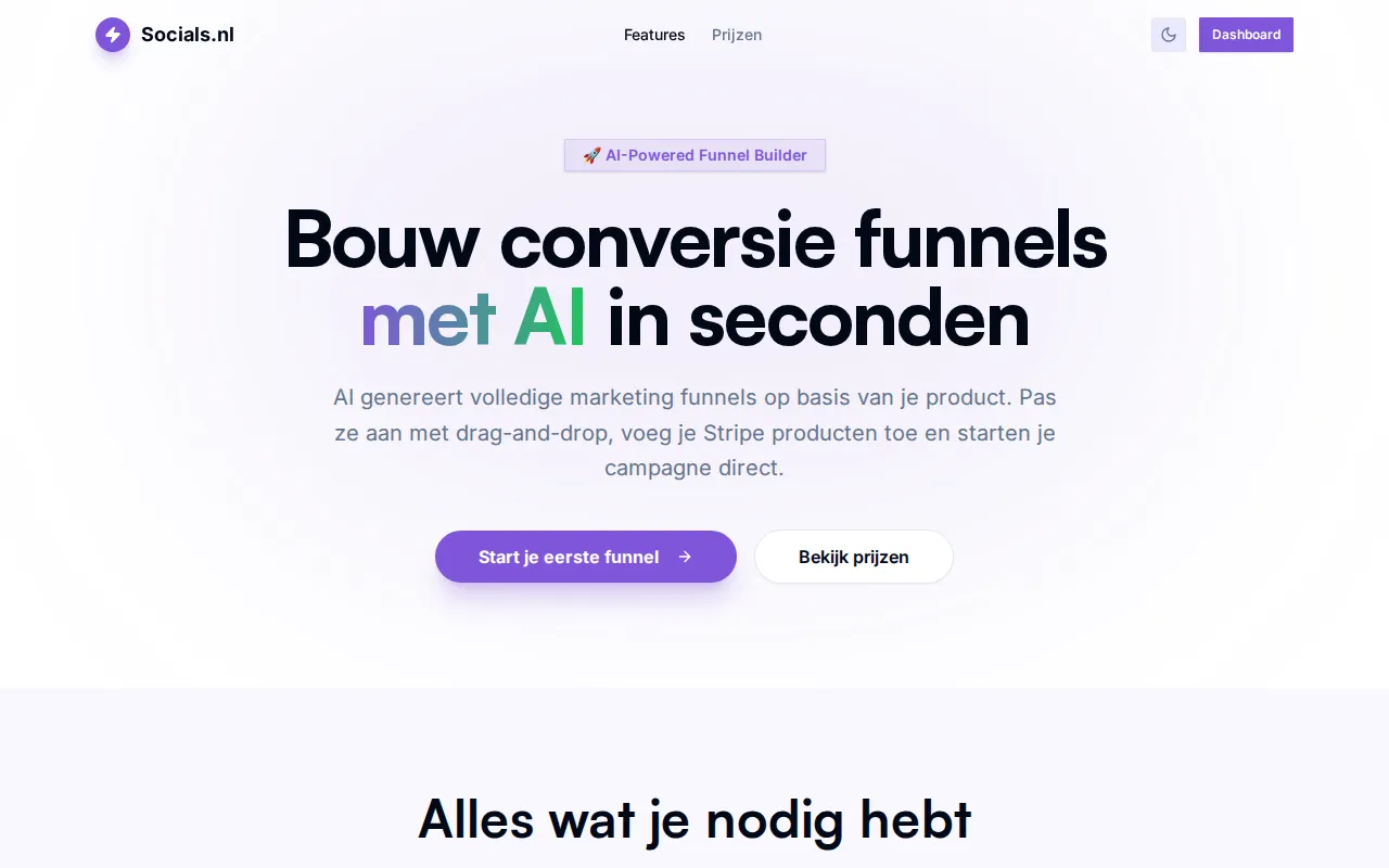 Ai Funnel Creation homepage mockup