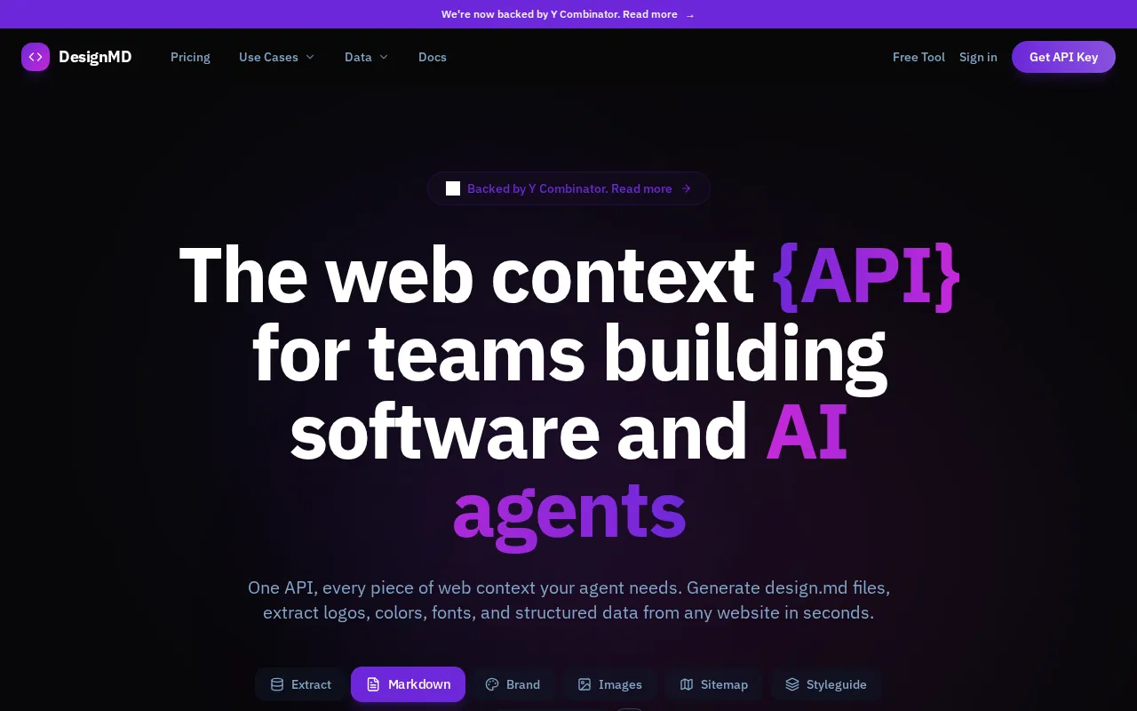 Context Scraper homepage mockup