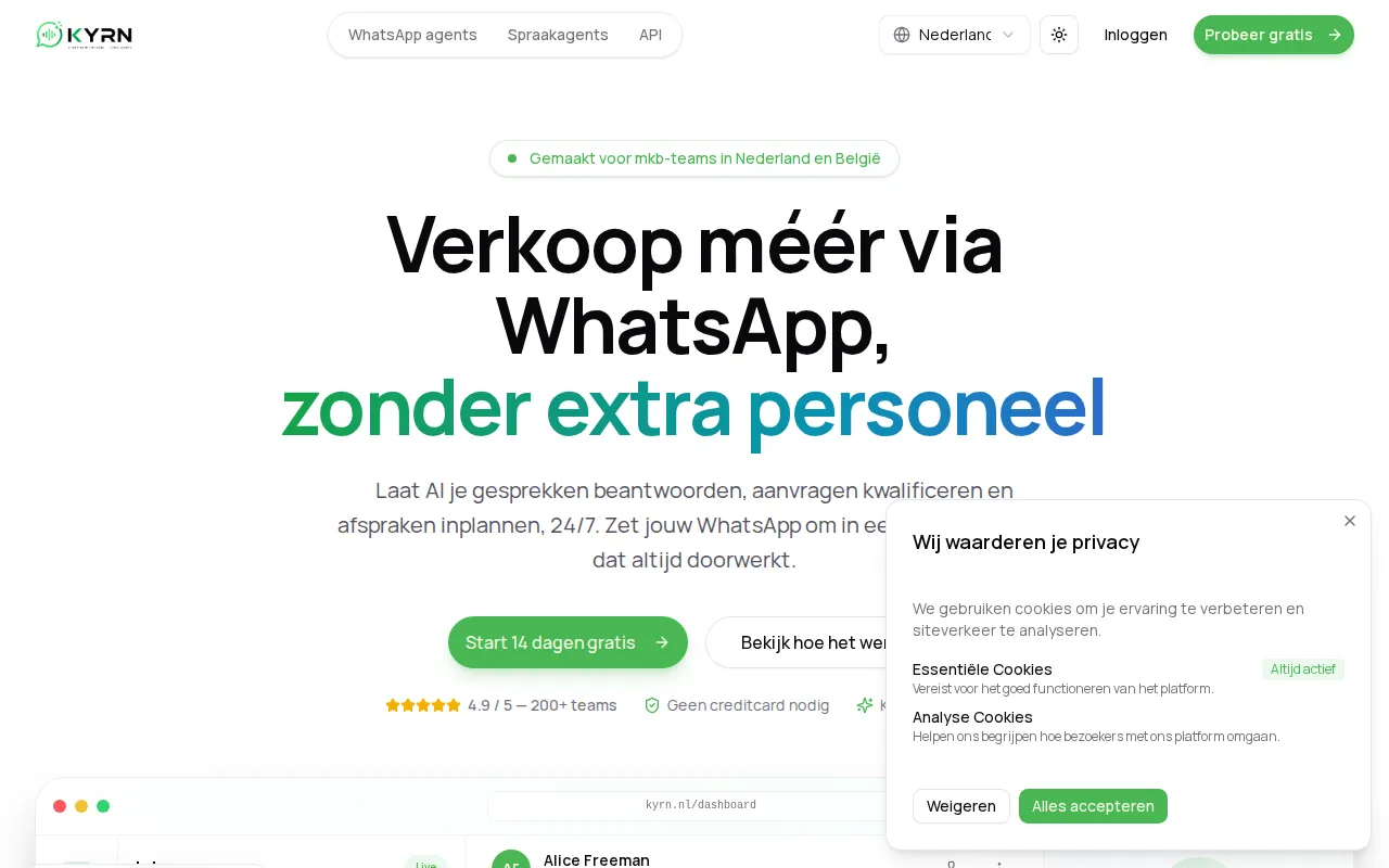 Kyrn homepage mockup
