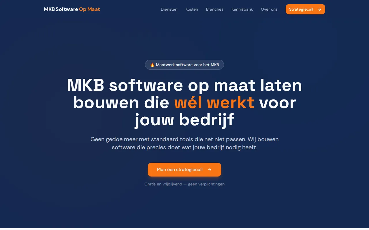 Mkbsoftwareopmaat homepage mockup
