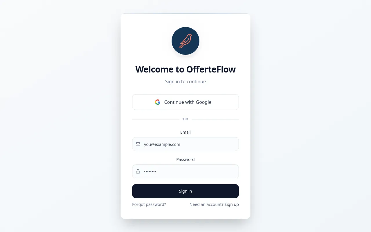 Offerte Generator homepage mockup