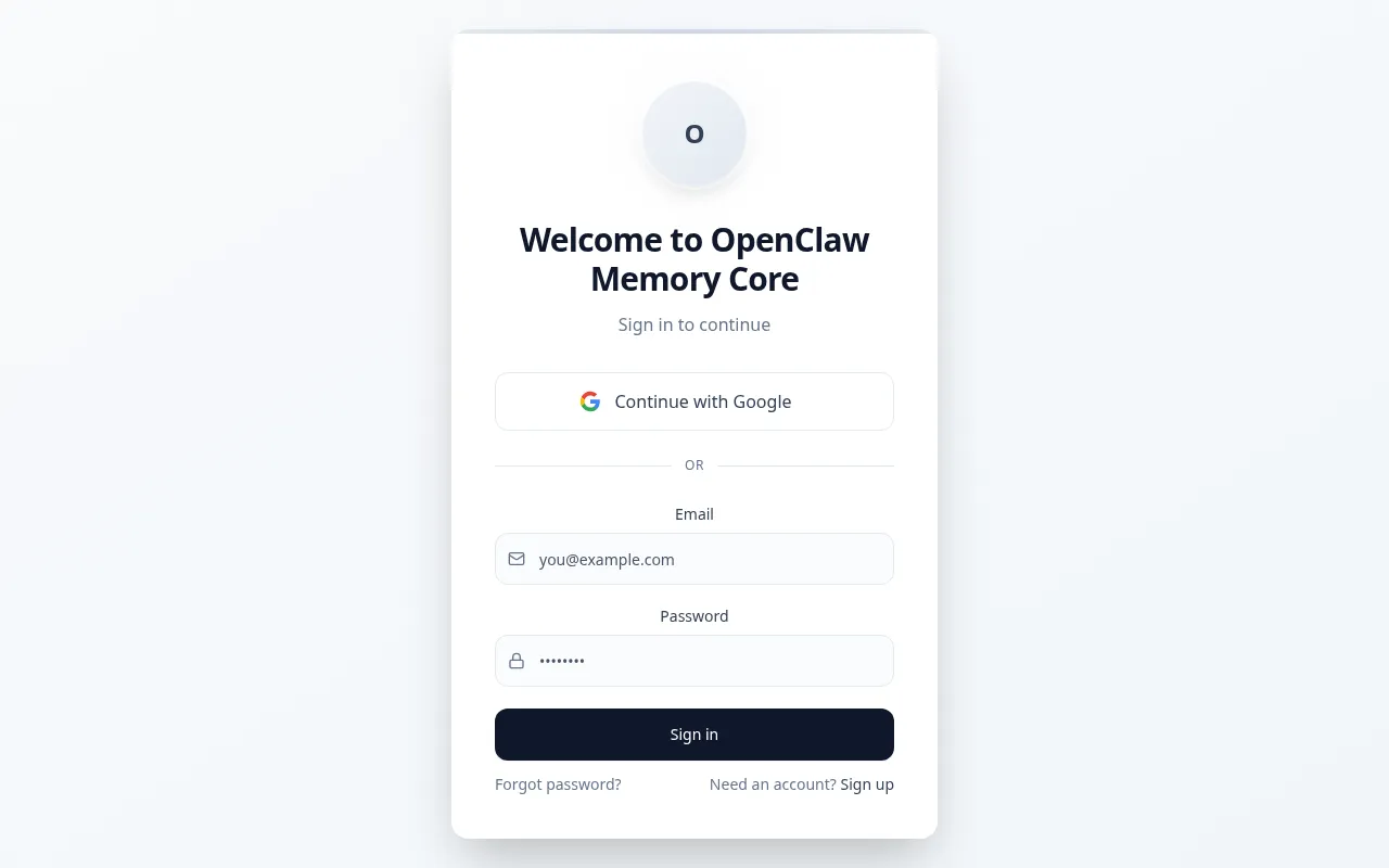 Openclaw Ai Memory homepage mockup