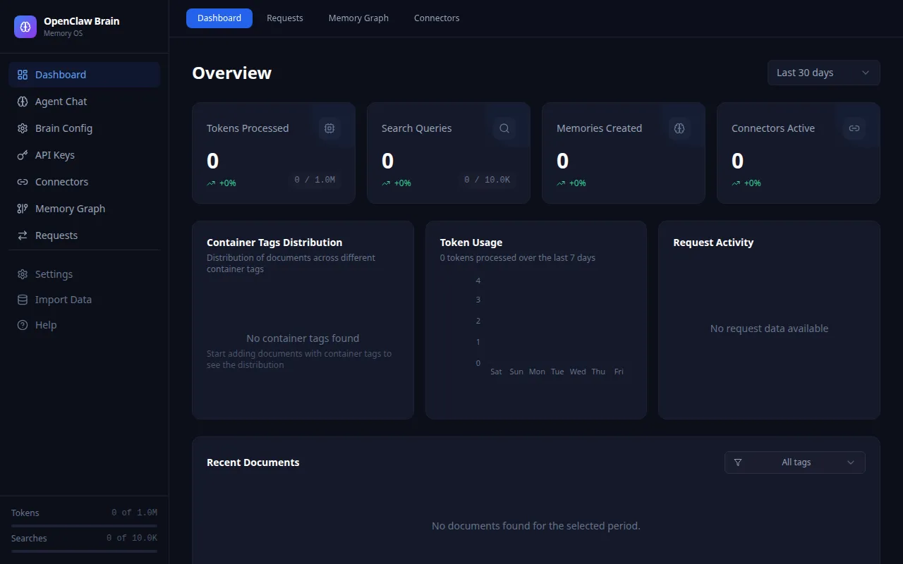 Openclaw Brain Os homepage mockup