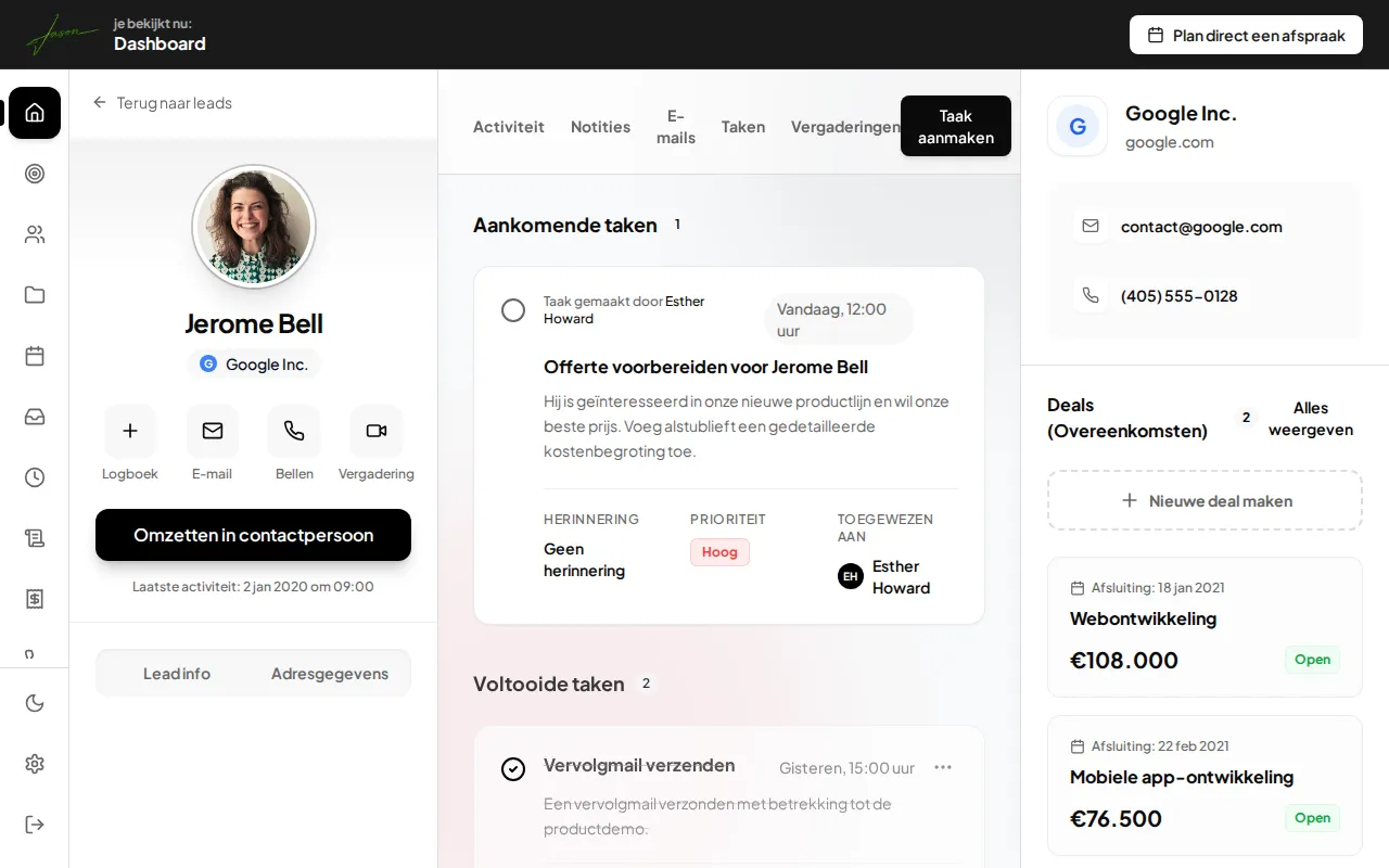 Project Management System homepage mockup