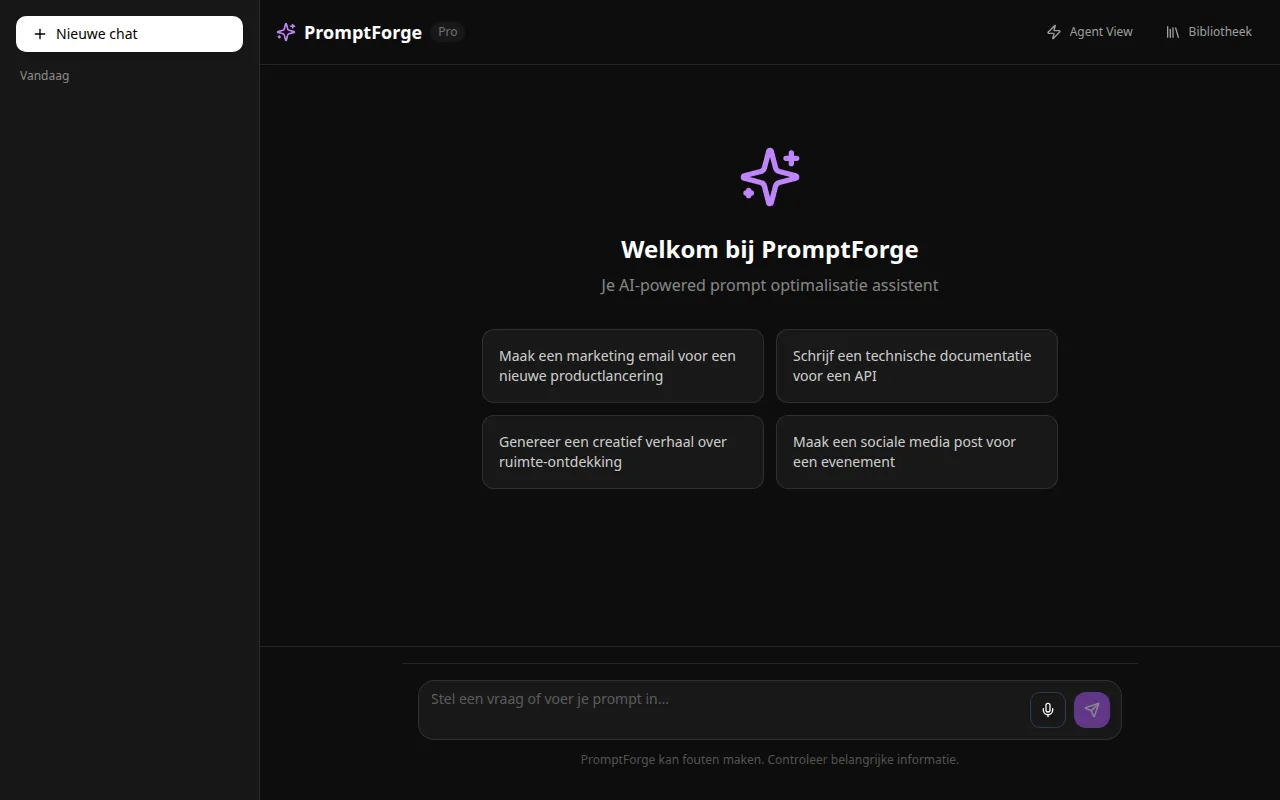 Prompting Ai Agent homepage mockup