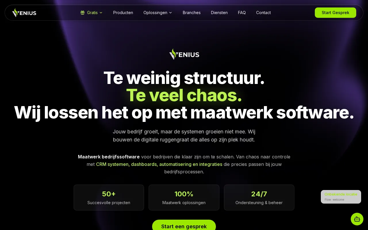 Venius homepage mockup